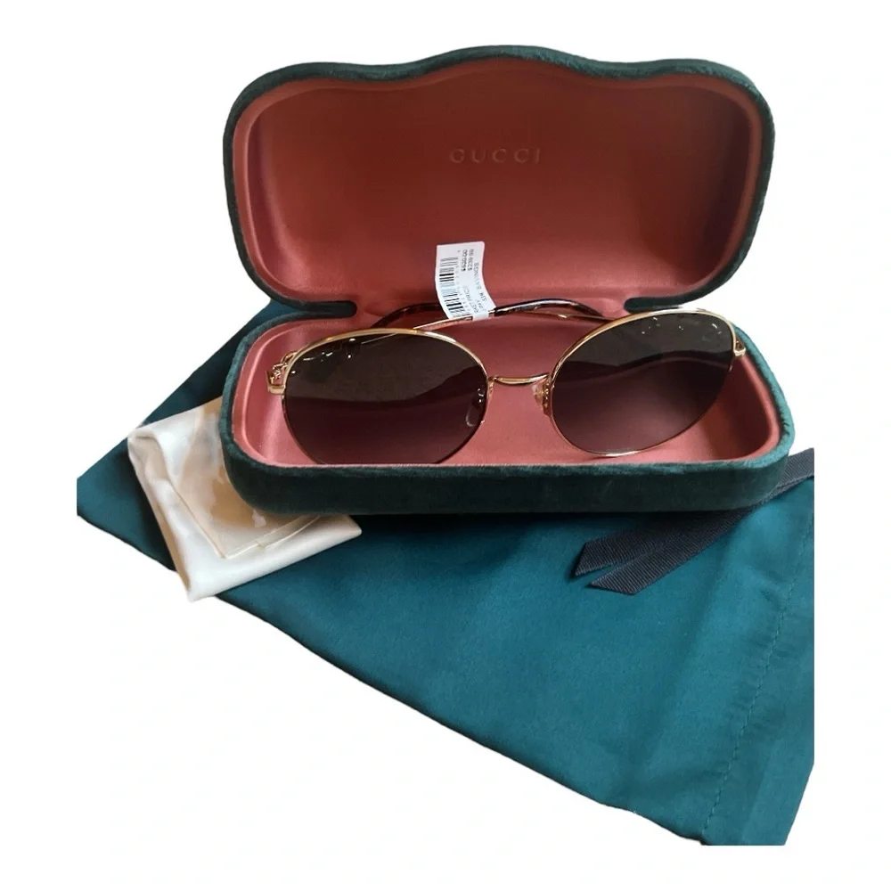 Gucci 59mm gold oval Horsebit gradient sunglasses